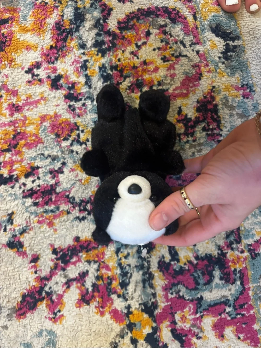 Plush Black and White Small Pet Toy - Soft Squeaky Plush